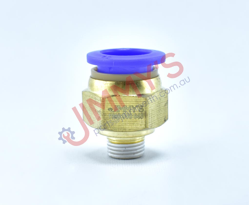 1998 000 045 – Tube Male Adaptor with Push in 12,  1.25 Thread Fitting