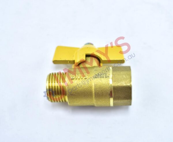 1998 000 221 – Yellow Ball Valve Butterfly Handle Brass