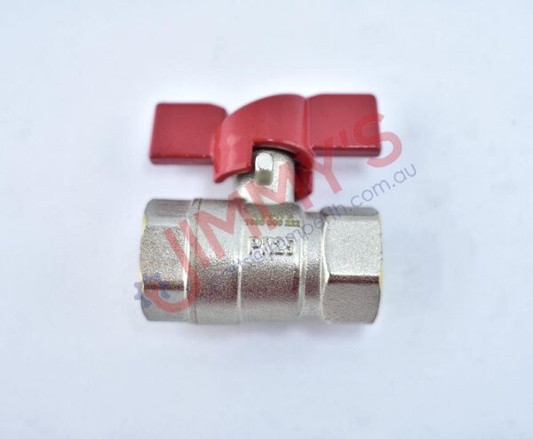 1998 000 222 – Red Ball Valve Butterfly Handle Brass